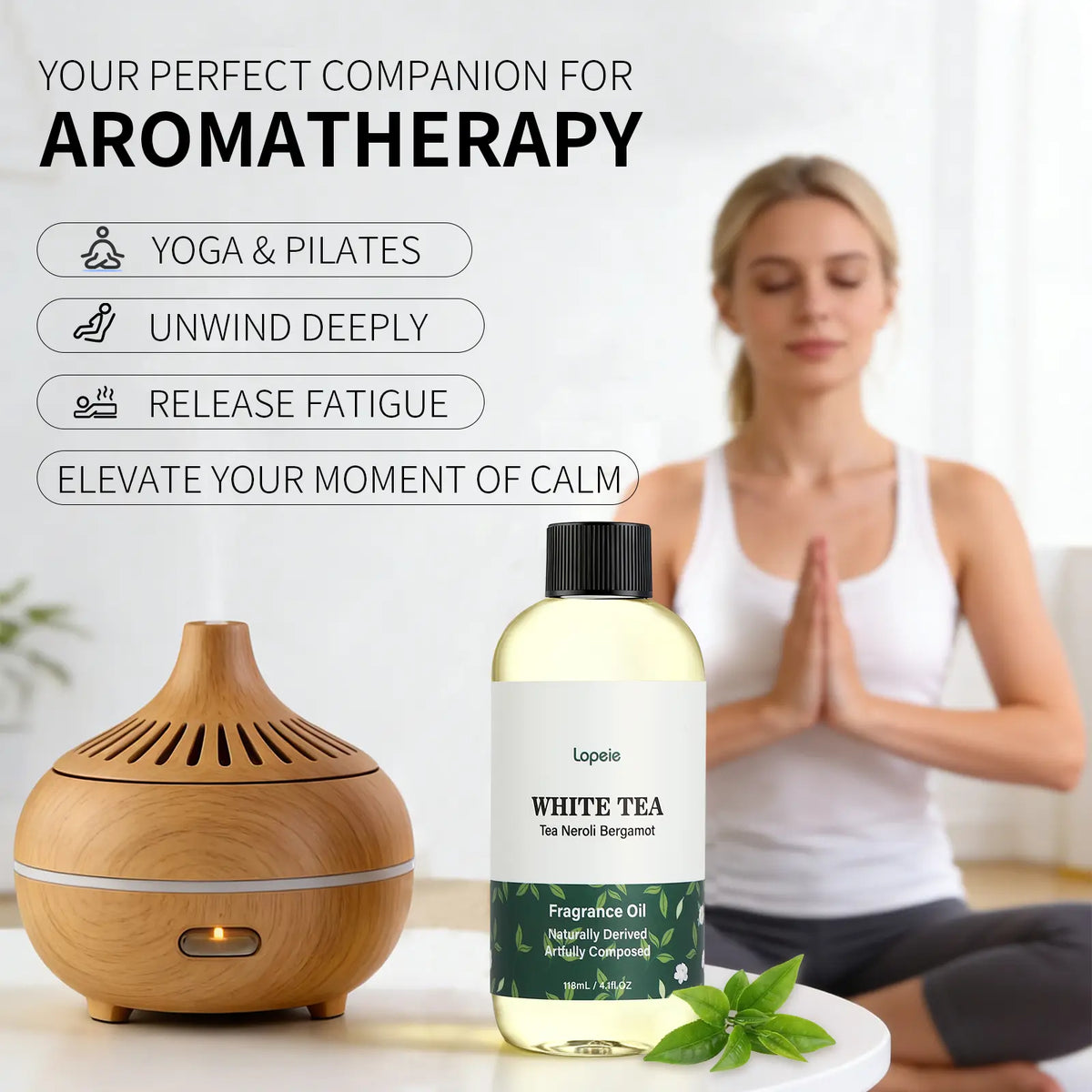 Lopeie Westin-Inspired Fragrance Oil Refill, Unisex Selfcare White Tea Neroli & Bergamot, 118ml/4.1fl oz Single Bottle Aromatherapy Oil for Ultrasonic & Waterless Diffusers,sohochic - Image 2